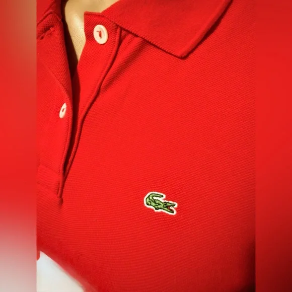 Lacoste Women's Slim Bright Red Polo with Logo - Picture 4 of 5